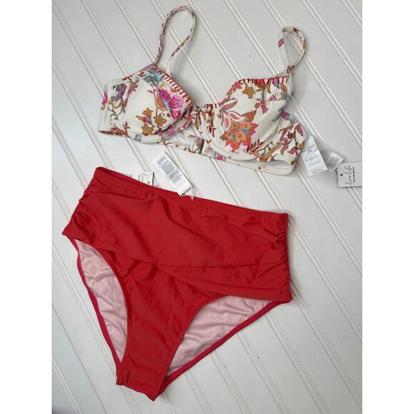 NWT Cupshe Two Piece Swimsuit Bikini Floral One Shoulder Cheeky Beach BUNDLE S - Picture 5 of 6